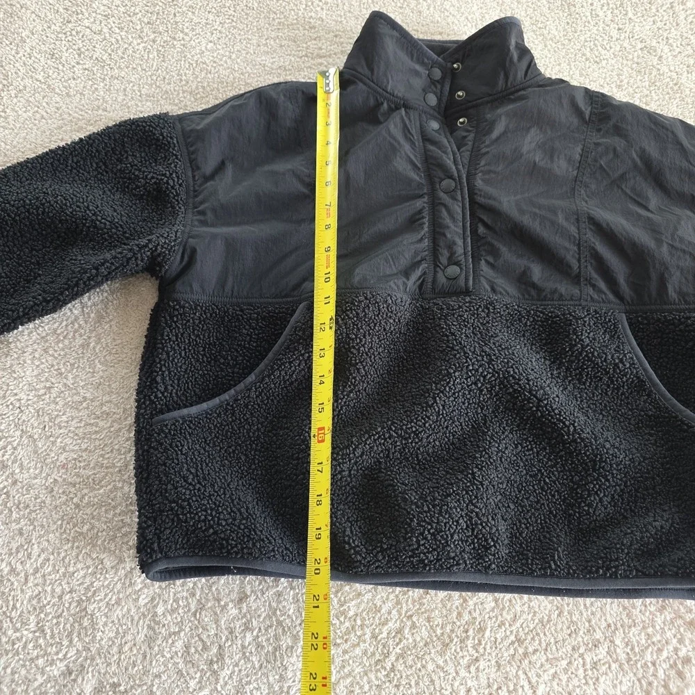 Offline By Aerie Fluff Love Quarter Snap Sherpa Jacket Black Size S - Picture 7 of 12